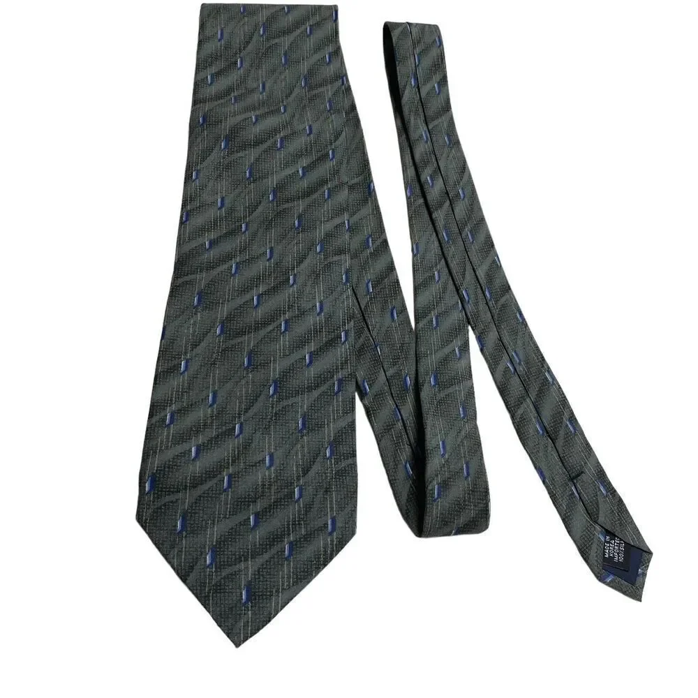 Geoffrey Beene Tie Men's Necktie Silk Green Blue Ivory Classic Office